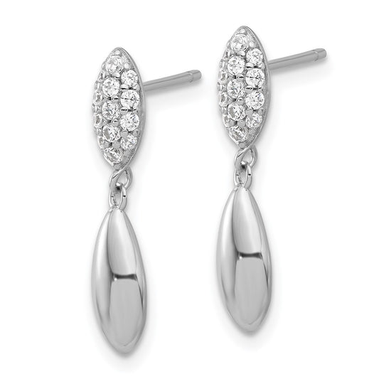 Rhodium-plated Sterling Silver CZ Post Dangle Earrings