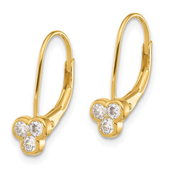 Yellow Gold-plated Sterling Silver CZ Leverback Earrings