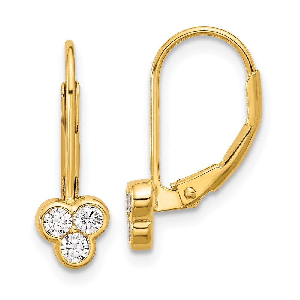 Yellow Gold-plated Sterling Silver CZ Leverback Earrings