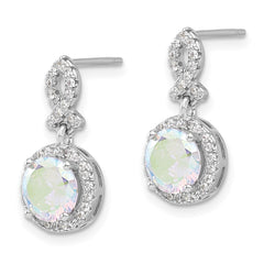 Rhodium-plated Sterling Silver Iridescent CZ Post Dangle Earrings