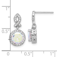 Rhodium-plated Sterling Silver Iridescent CZ Post Dangle Earrings