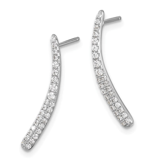 Rhodium-plated Sterling Silver CZ Drop Post Earrings