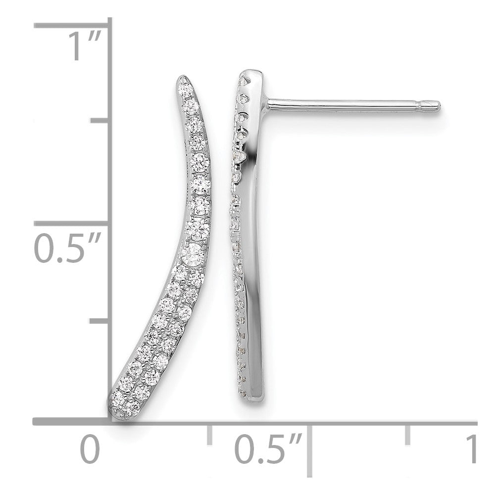 Rhodium-plated Sterling Silver CZ Drop Post Earrings