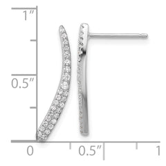 Rhodium-plated Sterling Silver CZ Drop Post Earrings