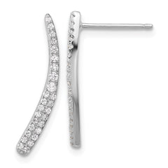 Rhodium-plated Sterling Silver CZ Drop Post Earrings