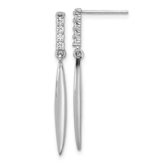 Rhodium-plated Sterling Silver Polished CZ Post Dangle Earrings