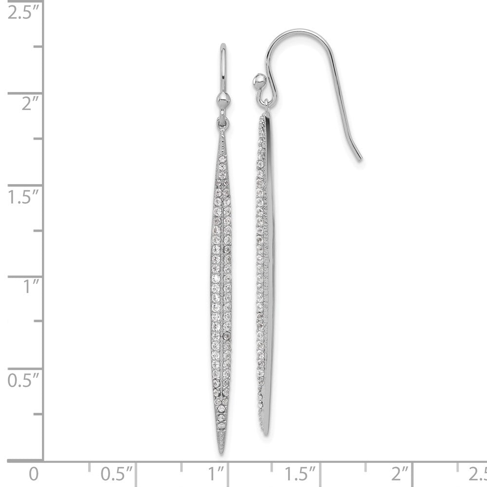 Rhodium-plated Sterling Silver CZ Shepherd Hook Dangle Earrings