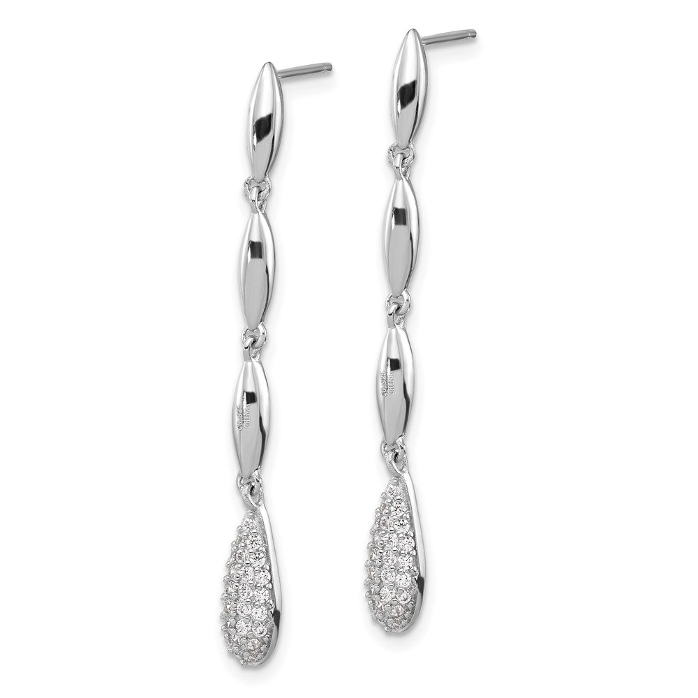 Rhodium-plated Sterling Silver Polished CZ Post Dangle Earrings