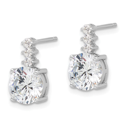 Rhodium-plated Sterling Silver CZ Post Earrings