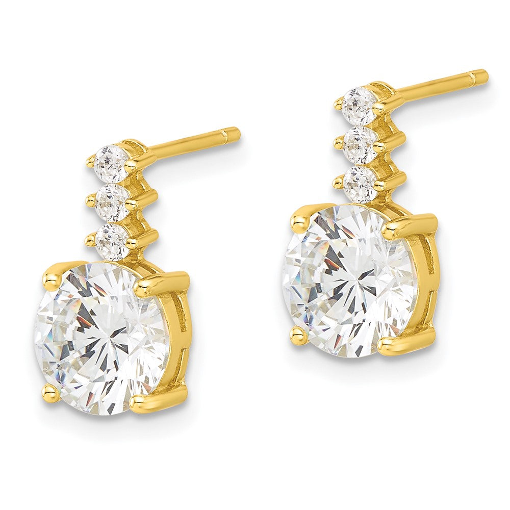 Yellow Gold-plated Sterling Silver CZ Post Earrings