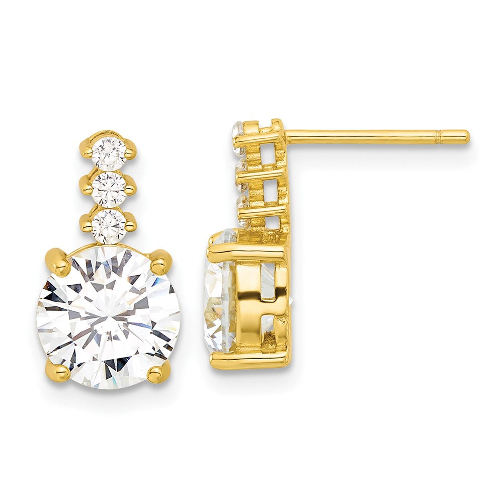 Yellow Gold-plated Sterling Silver CZ Post Earrings