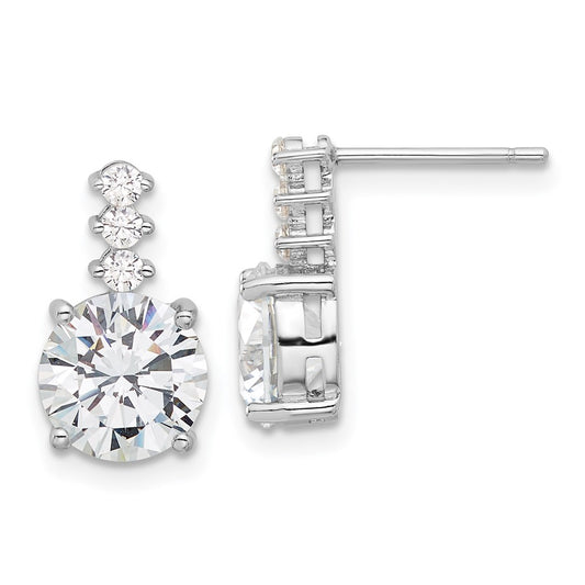 Rhodium-plated Sterling Silver CZ Post Earrings