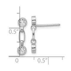 Rhodium-plated Sterling Silver Bezel CZ Post Dangle Earrings