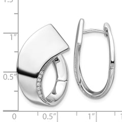 Rhodium-plated Sterling Silver Polished Fancy CZ Hoop Earrings