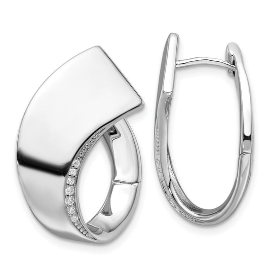 Rhodium-plated Sterling Silver Polished Fancy CZ Hoop Earrings