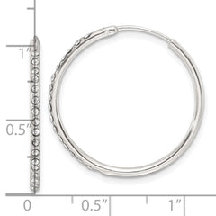 Sterling Silver Polished CZ Medium Round Endless Hoop Earrings
