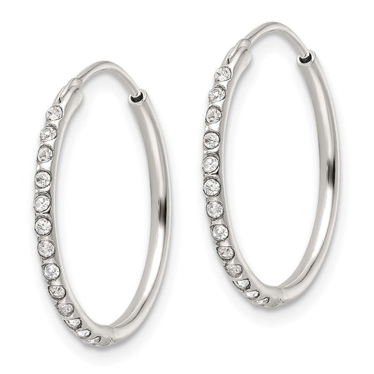 Sterling Silver Polished CZ Small Round Endless Hoop Earrings