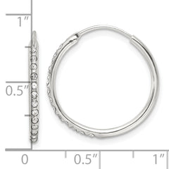 Sterling Silver Polished CZ Small Round Endless Hoop Earrings