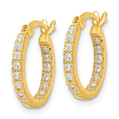 Yellow Gold-plated Sterling Silver Polished In Out CZ Round Hoop Earrings