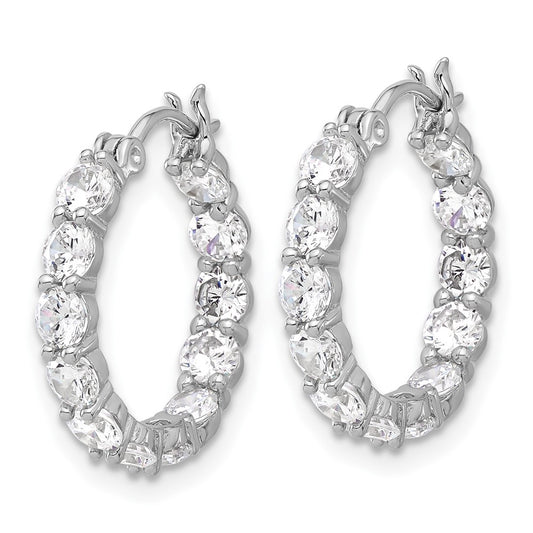 Rhodium-plated Sterling Silver In and Out CZ Hoop Earrings