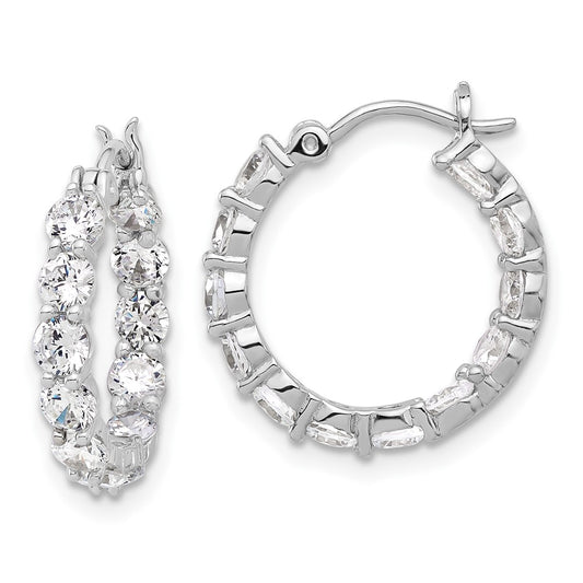 Rhodium-plated Sterling Silver In and Out CZ Hoop Earrings