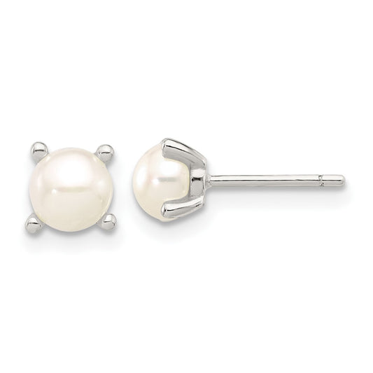 Sterling Silver E-Coating 5mm FWC Pearl Post Earrings