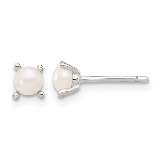 Sterling Silver E-Coating 4mm FWC Pearl Post Earrings