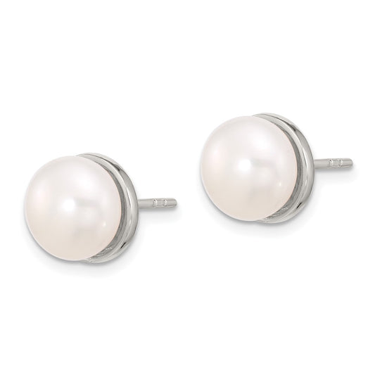 Sterling Silver Polished FWC Pearl Post Earrings