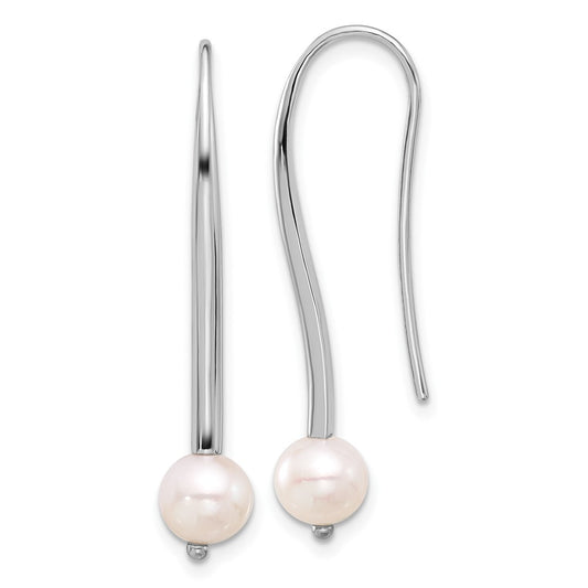 Rhodium-plated Sterling Silver FWC Pearl Drop Wire Earrings