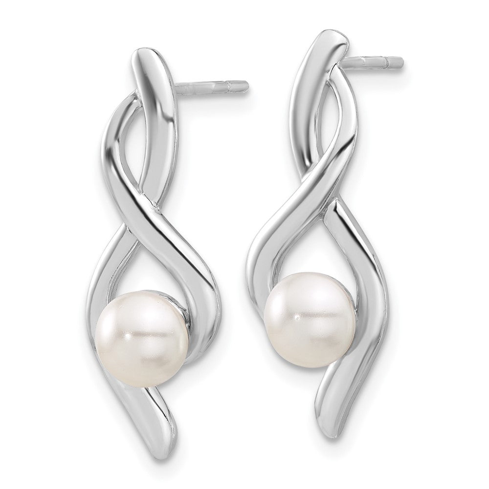 Sterling Silver Glass Pearl Post Dangle Earrings
