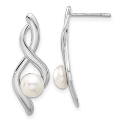 Sterling Silver Glass Pearl Post Dangle Earrings