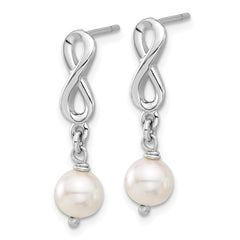 Sterling Silver Swarovski Pearl Infinity Dangle Post Earrings