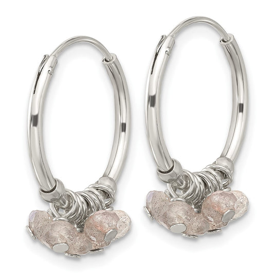 Sterling Silver Labradorite Beaded Endless Hoop Earrings