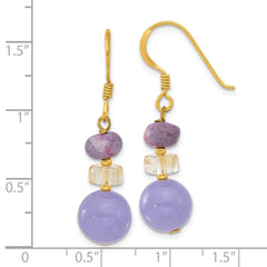 Yellow Gold-plated Sterling Silver Ametrin, Charoite and Quartz Earrings