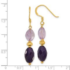 Yellow Gold-plated Sterling Silver Amethyst Dangle Earrings