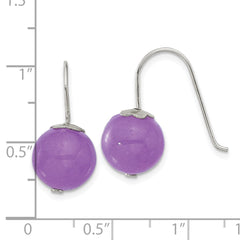 Sterling Silver 10mm Purple Jade Shepherd Hook Earrings