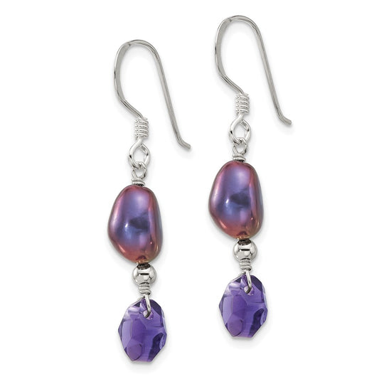 Sterling Silver FWC Pearl Purple Quartz Earrings