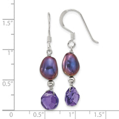 Sterling Silver FWC Pearl Purple Quartz Earrings