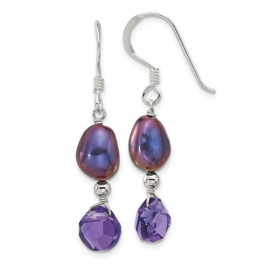 Sterling Silver FWC Pearl Purple Quartz Earrings