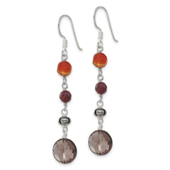 Sterling Silver Carnelian, Jasper, Smokey Quartz Earrings