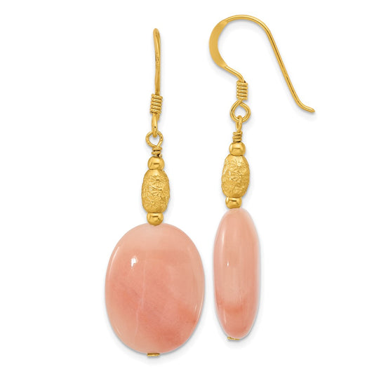 Yellow Gold-plated Sterling Silver Red Aventurine Dangle Earrings