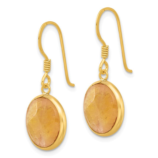 Yellow Gold-plated Sterling Silver Red Aventurine Dangle Earrings