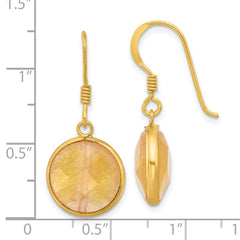 Yellow Gold-plated Sterling Silver Red Aventurine Dangle Earrings