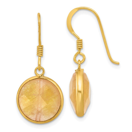 Yellow Gold-plated Sterling Silver Red Aventurine Dangle Earrings