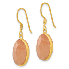 Yellow Gold-plated Sterling Silver Red Aventurine Dangle Earrings