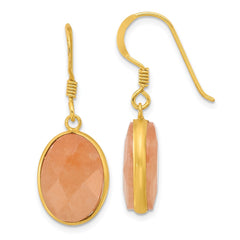 Yellow Gold-plated Sterling Silver Red Aventurine Dangle Earrings