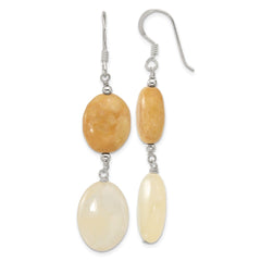 Sterling Silver Yellow Jade Dangle Shepherd Hook Earrings