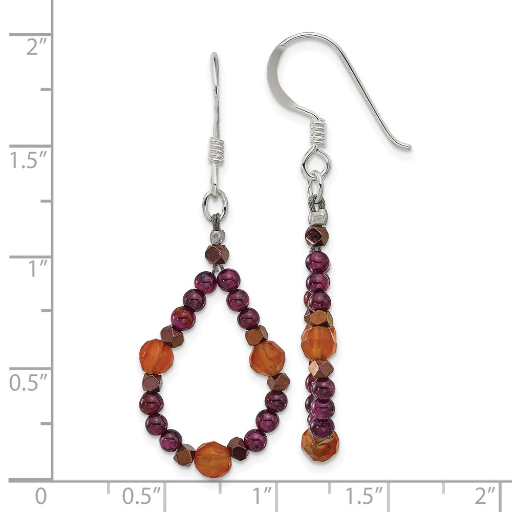 Sterling Silver Carnelian, Garnet and Hematite Earrings