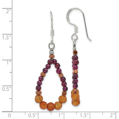 Sterling Silver Carnelian, Garnet and Hematite Shepherd Hook Earrings