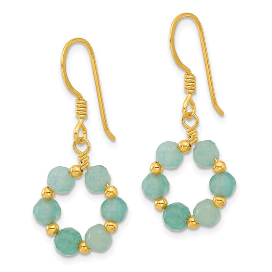 Yellow Gold-plated Sterling Silver Amazonite Dangle Earrings